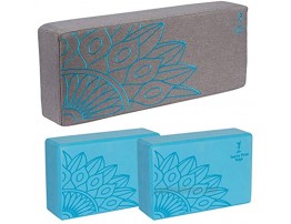 You’re Free Yoga Premium Extra Firm Yoga Bolster and Block Set for Meditation & Relaxation w Free eBook Teal and Gray