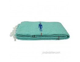 Open Road Goods Mint Green Teal Thunderbird Heavyweight Yoga Blanket- Made for Yoga! Hand-Made Mexican Blanket