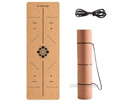 H-STAR Cork Yoga Mat 1 3-Inch Thick with Alignment Lines,Eco Friendly High Density Recycleable Materials Padding to Non Slip Yoga Mats for Women & Men,Perfect for Yoga,Pilates & Fitness BLACK