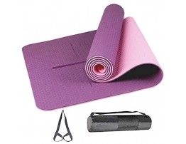 Non Slip Yoga Mat Eco Friendly 6mm Thick TPE Exercise Mat Dual Color Fitness Mat with Alignment Lines for Home Workout Gym Pilates & Floor Exercises 72 x 24 x 1 4 Inch Thick