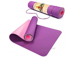 Pretigo 6mm Extra Thick Yoga Mat for Women Non-Slip Exercise & Fitness Mat with Carrying Strap High Density Workout Mat for Yoga Pilates & Floor Exercises 72 x 24 x 1 4