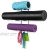 Wallniture Guru Wall Mount Yoga Mat Foam Roller and Towel Rack with 3 Hooks for Hanging Yoga Strap and Resistance Bands at Your Fitness Class or Home Gym 3-Sectional Metal