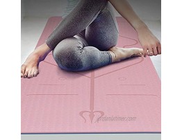 Yoga Mat Premium 8mm Thick Exercise Fitness Mat,with Alignment Lines Eco Friendly High Density Padding for Women & Men,Non Slip,Anti Tear,Avoid Sore Knees,Perfect for Yoga & Pilates