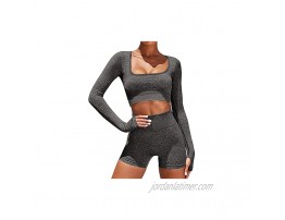 BTAPARK Workout Sets 2 Piece for Women Long Sleeve Yoga Outfits Athletic Gym Sets with Thumb Hole