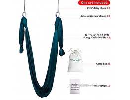 RAYLON Aerial Yoga Hammock 5.5 Yards Premium Aerial Silk Fabric Yoga Swing for Antigravity Yoga Inversion Include Daisy Chain,Carabiner and Install Instruction Gradual Change Blue