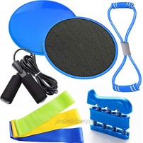 SPROUTER Core Sliders Fitness Yoga Kit 8-Pack Diamond Double Sided Gliding Discs for Home Office Gym Workout Included Arm and Back Stretch Strap Resistance Band Finger Strengthener Skipping Rope