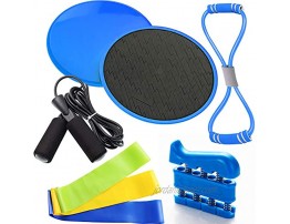 SPROUTER Core Sliders Fitness Yoga Kit 8-Pack Diamond Double Sided Gliding Discs for Home Office Gym Workout Included Arm and Back Stretch Strap Resistance Band Finger Strengthener Skipping Rope
