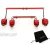 EXREIZST Adjustable 2 Spreader Bar with 4 Leather Straps Set Home Gyms Sports Fitness Aid Training Set Red
