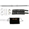 exreizst Adjustable Expandable Silver Spreader Bar with 2 Black Leather Straps Soft Pad Home Gyms Sports Set