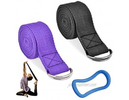 Greenf Yoga Belt Yoga Product Portfolio，Stretch and Strengthen Chest Thighs and Arms Relieving Waist and Leg Pain Durable D-Shaped Ring to Help Stretch Blue Black