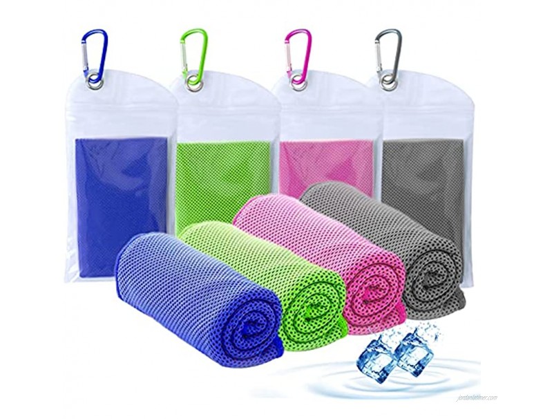 Amgico Cooling Towel 4 Pack Microfiber Cooling Towels for Neck Instant Cooling Relief Super Absorbent Cold Towel for Camping Hiking Gym Workout Fitness Yoga Cool Towels