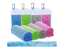 ICECUUL Cooling Towel 4 Packs 44x15 Theme Park Essentials Cooling Neck Wraps for Summer Heat Beach Accessories for Sweat Yoga Sport Gym Workout Camping Fitness Golf 110x38cm