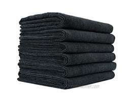 The Rag Company Spa & Yoga Towel Gym Exercise Fitness Sport Ultra Soft Super Absorbent Fast Drying Premium Microfiber 365gsm 16in x 27in Black 6-Pack
