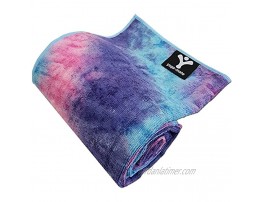 Yoga Mate Soft Sweat Absorbent Non-Slip Bikram Yoga Mat Size Towel Blue & Pink Tie Dye | Blue Trim