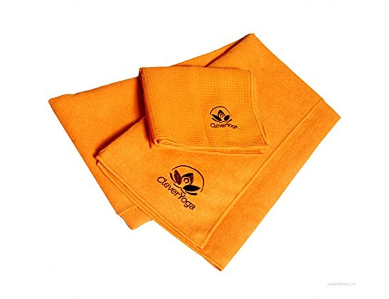 Yoga Towels Set for Hot Yoga Non Slip Orange Hand and Mat Towel