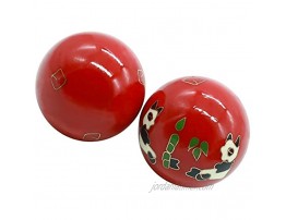 1.5'' Health Hand Balls Carved Panda Pattern Cloisonne Exercise Stress Balls Craft Collection BS154 S red