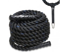 Garage Fit Battle Ropes for Exercise Training- 1.5 2 30' 40' 50' Lengths- Heavy Duty Poly Dacron- Waterproof Grip Ends Wear Resistant Thick Battle Rope- Undulation Rope for at Home Workout Equipment