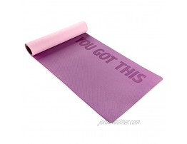 Goolu Essentials Creative Slogan Yoga Mat with Carrying Strap Non-Slip TPE Exercise Mat for Yoga Pilates & Floor Workouts 72”L x 24”W x 0.25 Inch Thick