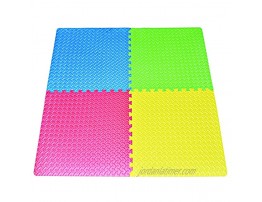 POCO DIVO 16-Square-ft Multi-Color Exercise Mat Anti-Fatigue Interlocking Puzzle EVA Foam Floor Cover 4-Tile with 8-Border