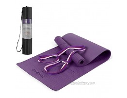 TOMSHOO Exercise Yoga Mat + Carrying Strap Gymnastic Mat Non-Slip Pro Fitness Mat TPE Skin-friendly-183 x 61 x 0.6cm Phthalate-Free Fitness mat for Yoga Pilates and Floor Exercises
