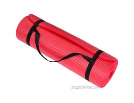 Wakeman Extra Thick Yoga Mat- Non Slip Comfort Foam Durable Exercise Mat for Fitness Pilates and Workout with Carrying Strap Fitness Red
