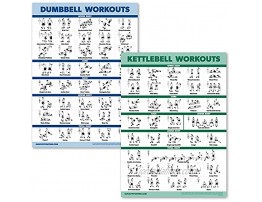 2 Pack Dumbbell Workouts and Kettlebell Exercise Poster Set Laminated 2 Chart Set Dumbbell Exercise Routine & Kettle Bell Workouts [LIGHT] LAMINATED 18” x 24”