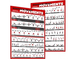 Crossfit Exercise Workout Poster Set – Guide with 45 Main WOD Movements for Full Body Training – Bodyweight Barbell Dumbbell Kettlebell Training Posters – 2 Laminated Posters 24x17 inches