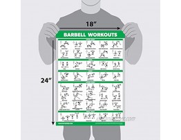Palace Learning 3 Pack Barbell Workout Posters Volume 1 & 2 + Resistance Bands Exercise Chart Set of 3 Posters