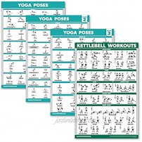 Palace Learning 4 Pack: Yoga Poses Posters Volume 1 2 & 3 + Kettlebell Workout Exercise Chart