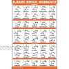 QuickFit Sliding Bench Workout Poster Compatible with Total Gym Weider Ultimate Body Works Incline Bench Exercise Chart