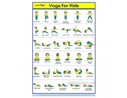 SPORTAXIS- Kids Yoga Poster with Large and Cute Illustrations- Kids Yoga Exercises- Fitness Training for Young Active Kids- Sturdy and Laminated Kids Yoga Poster- 18x27