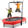 ANCHEER Foldable Trampoline Mini Rebounder Trampoline with Adjustable Handle Exercise Trampoline for Indoor Garden Workout Cardio Parent-Child Twins Trampoline Max Load 220lbs