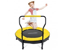 Geoinus Mini Trampoline for Kids with Bar Handle 38” Spring Toddler Trampoline Small Rebounder Trampoline with Safety Padded Cover for Play and Exercise Indoor Outdoor Garden Home Gym Support 220LBS
