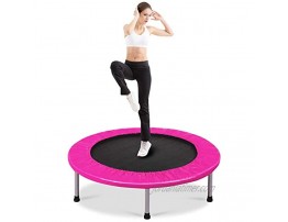 Giantex 38 Inch Mini Fitness Trampoline for Adults and Kids Rebounder Trampoline for Exercise Workout Foldable Exercise Trampoline for Indoor Outdoor Max Load 330lbs