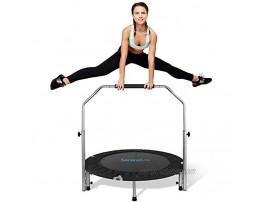 Indoor Trampoline Portable Fitness Rebounder 30 Jumping Aerobic Workout Mini Trampoline for Adults w  Adjustable Handlebar Spring Foldable Exercise Trampoline Up to 220lbs SereneLife SLSPT438