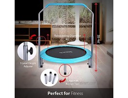 SereneLife Portable & Foldable Trampoline 40 in-Home Mini Rebounder with Adjustable Handrail Fitness Body Exercise Springfree Safe for Kids SLELT403