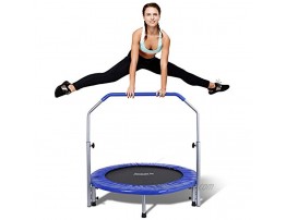SereneLife Portable & Foldable Trampoline 40 in-Home Mini Rebounder with Adjustable Handrail Fitness Body Exercise