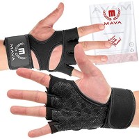 Cross Training Gloves with Wrist Support for Gym Workouts WOD Weightlifting & Fitness Silicone Padded Workout Hand Grips Against Calluses with Integrated Wrist Wraps by Mava
