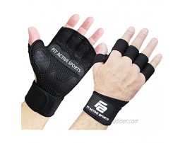Fit Active Sports The Gripper Weight Lifting Gloves with Wrist Wraps Extra Grip & Padding for Lifting Gym Workout Cross Training Fitness & Weightlifting. for Men & Women. No Calluses