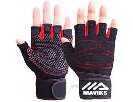 MAVIKS Weight Lifting Fitness Workout Gym Gloves with Wrist Wrap Straps for Men Women Exercise Gloves for Crossfit Training Pull Ups Weightlifting Calisthenics Powerlifting Climbing Cycling