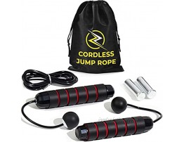 Cordless Jump Rope Weighted Handles + Adjustable Speed Cable | Weighted Ropeless Jump Rope for Weight loss Fitness Exercise | Weighted Bod Rope Beachbody for Home and Outdoor Workout