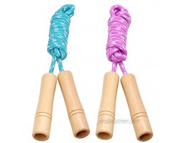 Cotton Jump Rope for Kids Adjustable Toddler Skipping Rope with Wooden Handle 2 Pack Student Jumping Rope for Outdoor Fun Activity Exercise