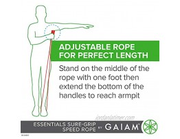 Gaiam Essentials Jump Rope 9ft Adjustable Tangle Free Vinyl Skipping Cable Jumping Rope | Sure-Grip Textured Handles