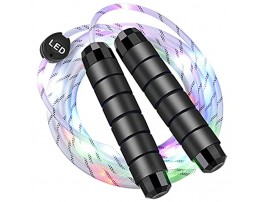 Glovion LED Jump Rope,Light Up Jump Rope Flashing Color Changing Skipping Rope for Light Show,USB Chargeable,Comfortable Foam Handle,Multi Color-Universal Size for Kids&Adults