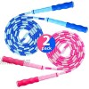 I IBIFIC Jump Rope Soft Beaded Segment Adjustable Tangle for Men Women and Kids Girls and Boys Workout Fitness Exercises Training Skipping Gymnastics Weight Loss 2 Pack Blue and Pink 9 Feet