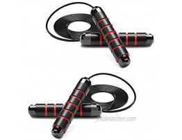 Jump Rope Light Weight Tangle-Free Rapid Speed Jumping Rope Cablewith Ball Bearings for Youth,Women Men Adjustable Skip Rope with Foam Handles for Fitness Home Cardio Work Out [2 Pack]