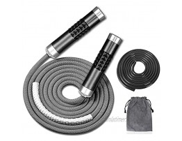 Redify Weighted Jump Rope for Workout Fitness1LB Tangle-Free Ball Bearing Rapid Speed Skipping Rope for MMA Boxing Weight-loss,Aluminum Handle Adjustable Length 9MM Fabric Cotton+9MM Solid PVC Rope