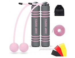 Ropeless Jump Rope Set for Fitness- 2 in 1 Cordless Weighted Skipping Rope with 3 Pcs Resistance Loop Bands Adjustable Speed Bod Ropes with Storage Bag for Home Exercise Training for Women Men