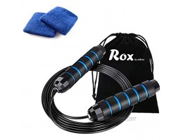 Rox Jump Rope Adjustable Length with Tangle-Free Ball Bearings Cable for all Sports Fitness and Skipping Rope Fans. Workout with Soft and Convenient Memory Foam Handles. Perfect for Adults Women Men Girls and Boys.