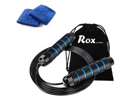 Rox Jump Rope Adjustable Length with Tangle-Free Ball Bearings Cable for all Sports Fitness and Skipping Rope Fans. Workout with Soft and Convenient Memory Foam Handles. Perfect for Adults Women Men Girls and Boys.